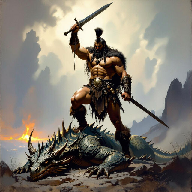 Explore Frank Frazetta Style Art with AI gallery