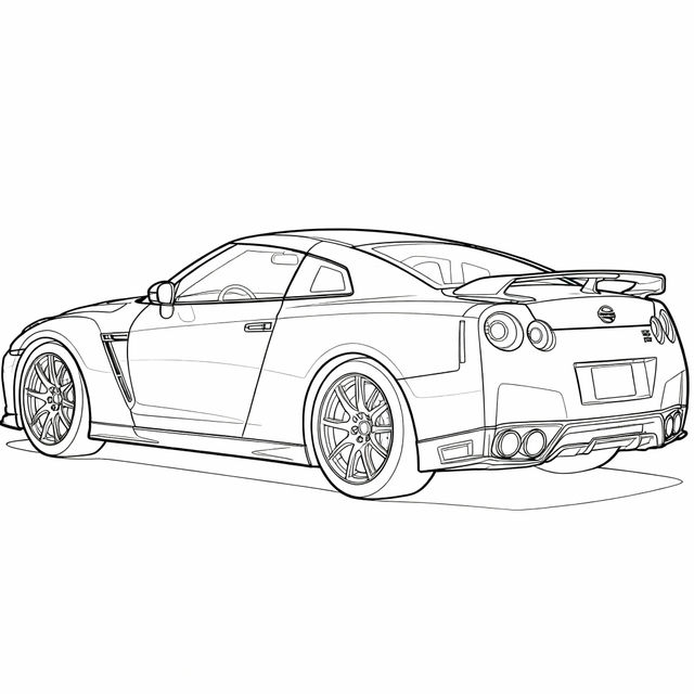 Nissan GTR Drawing Outline gallery