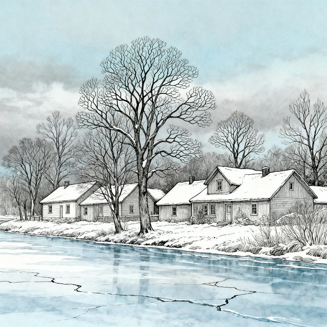 Winter Scene Drawings - AI Generated gallery