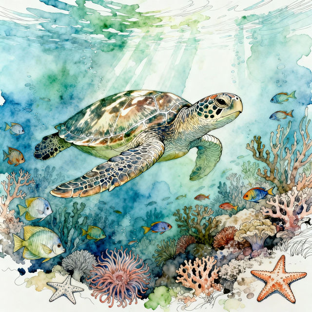 Sea Turtle Drawings - AI Generated gallery