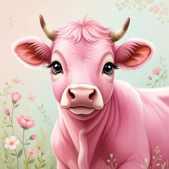 Pink Cow Wallpaper - Made With AI gallery