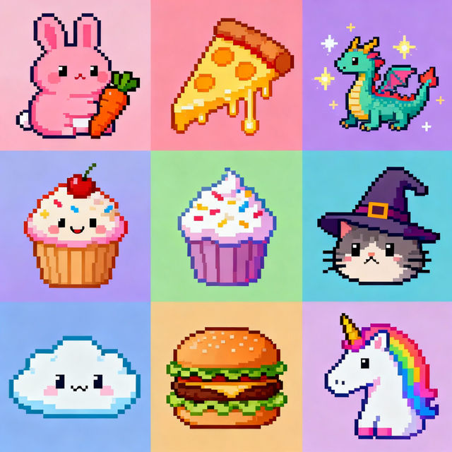 Cute Pixel Art Grid gallery