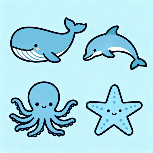 Sea Animal Drawings - Easy & Fun gallery