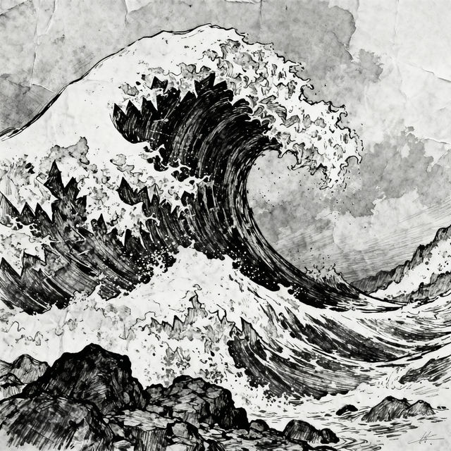 Tsunami Drawings - Artistic Creations gallery