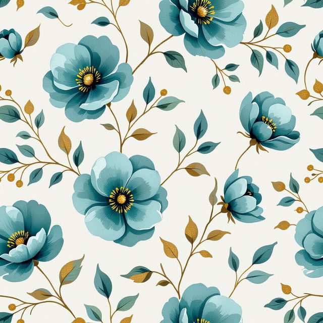 Teal Floral Wallpaper gallery