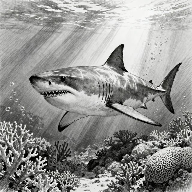 Sharks Drawing - AI Generated Art gallery