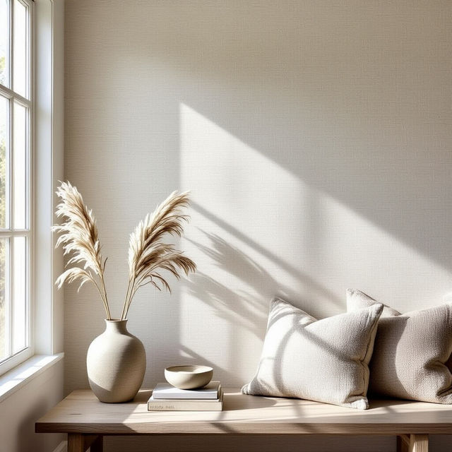 White Grasscloth Wallpaper - AI Generated gallery