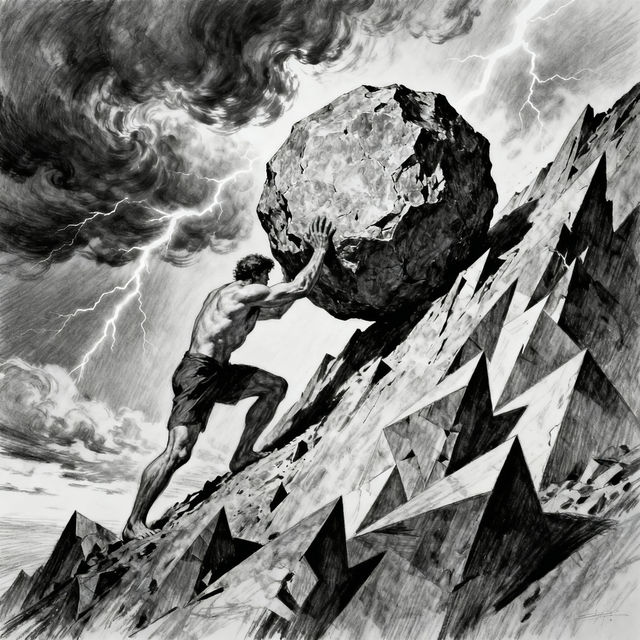 Sisyphus Drawing - AI Generated Art gallery