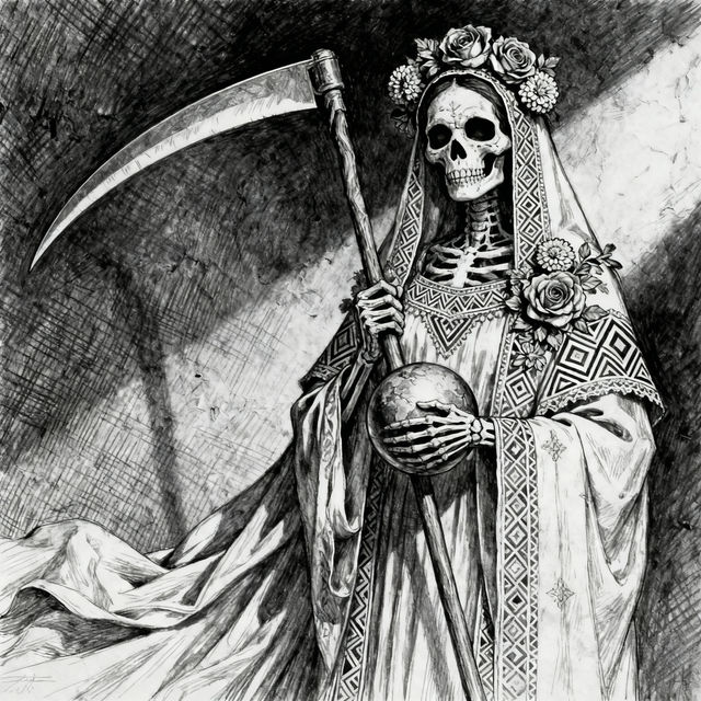 Pencil Santa Muerte Drawings gallery