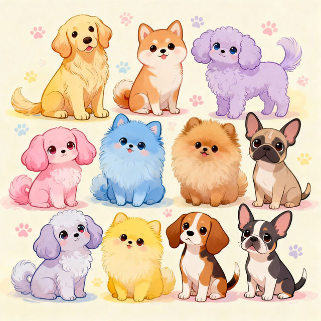 Cute Dogs Drawings - AI Generated Art gallery