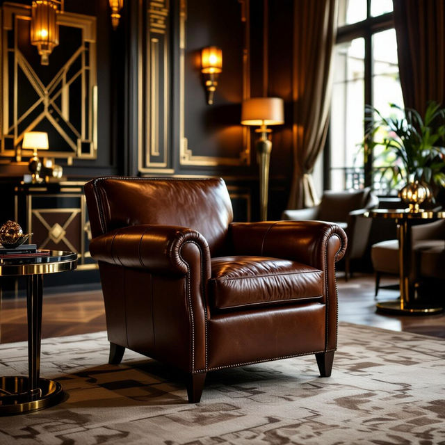 Art Deco Leather Armchairs - AI Generated gallery