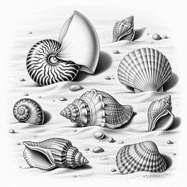 Sea Shell Drawings Created With AI gallery