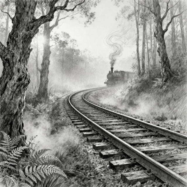 Railroad Track Drawings - AI Generated Art gallery