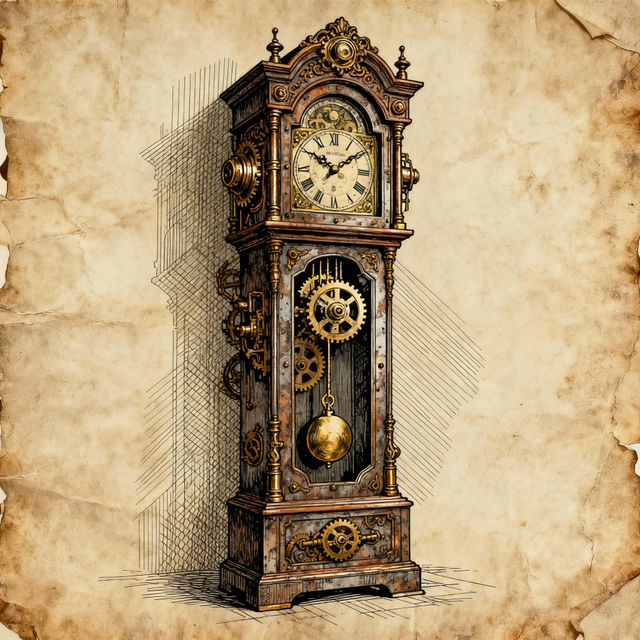 Grandfather Clock Drawings - AI Generated Art gallery