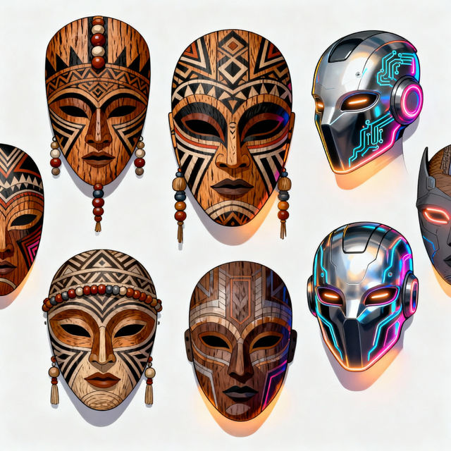 Masks Drawing - AI Art gallery