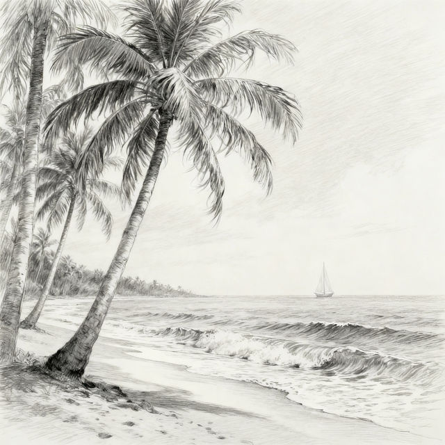 Beach Scene Drawing gallery