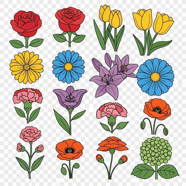 AI-Generated Clip Art Flowers gallery