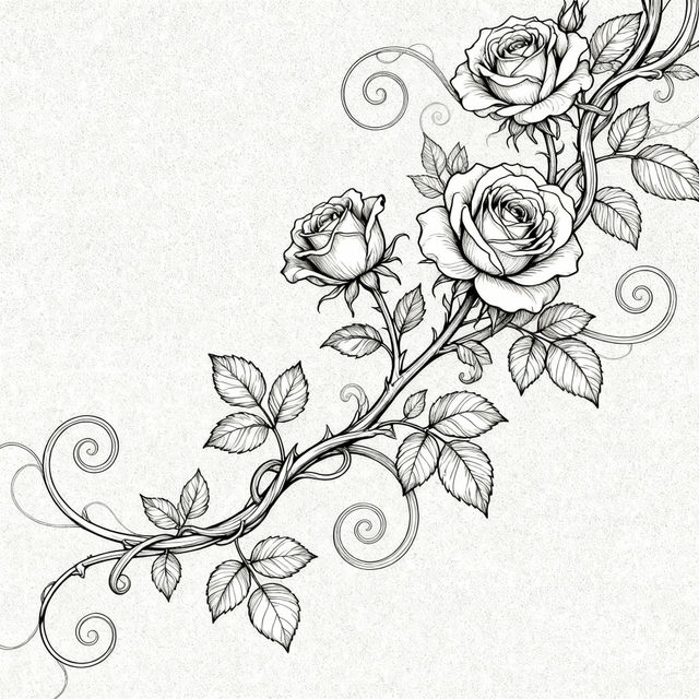 Rose Vine Drawing - AI Generated Art gallery