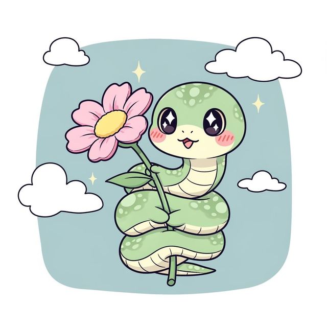 Cute Snake Drawings Created With AI gallery