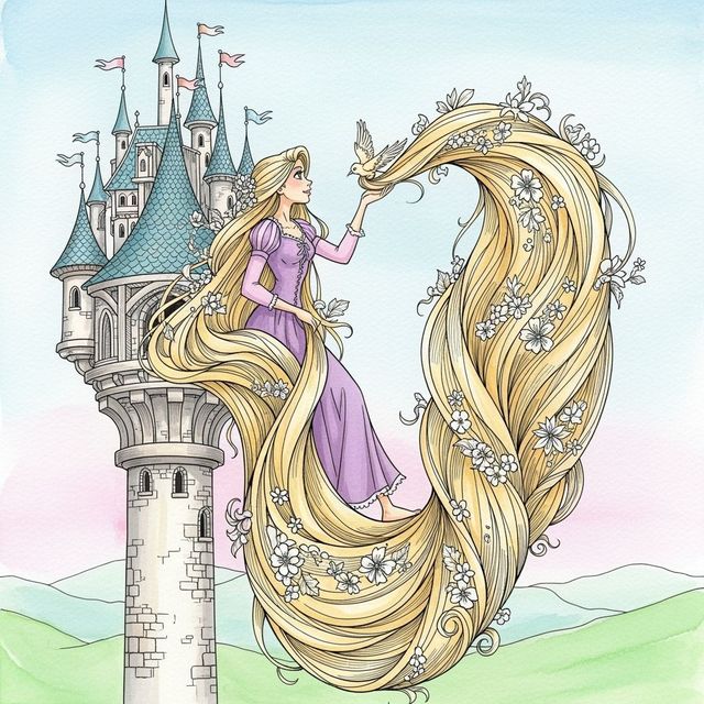 Explore Stunning Rapunzel Drawings Created with AI gallery