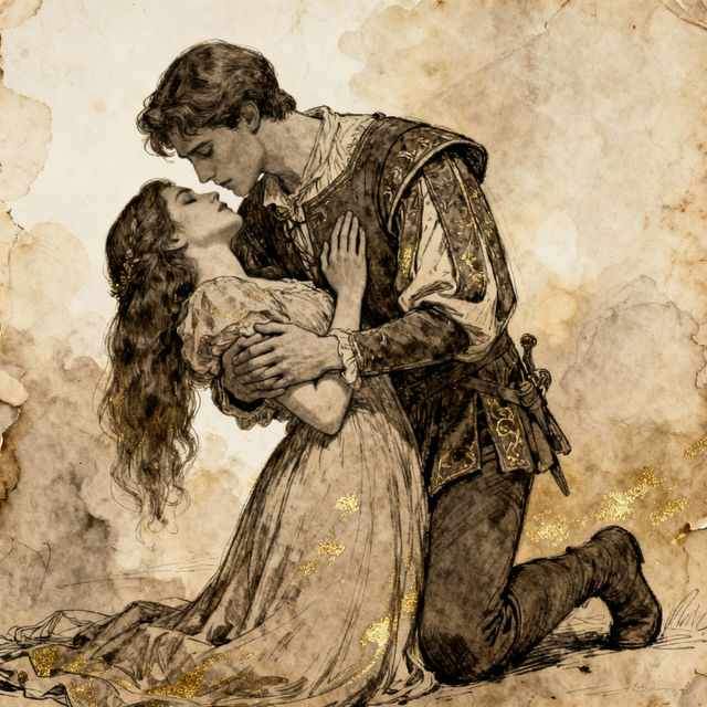 Romeo and Juliet Drawings - AI Generated Art gallery