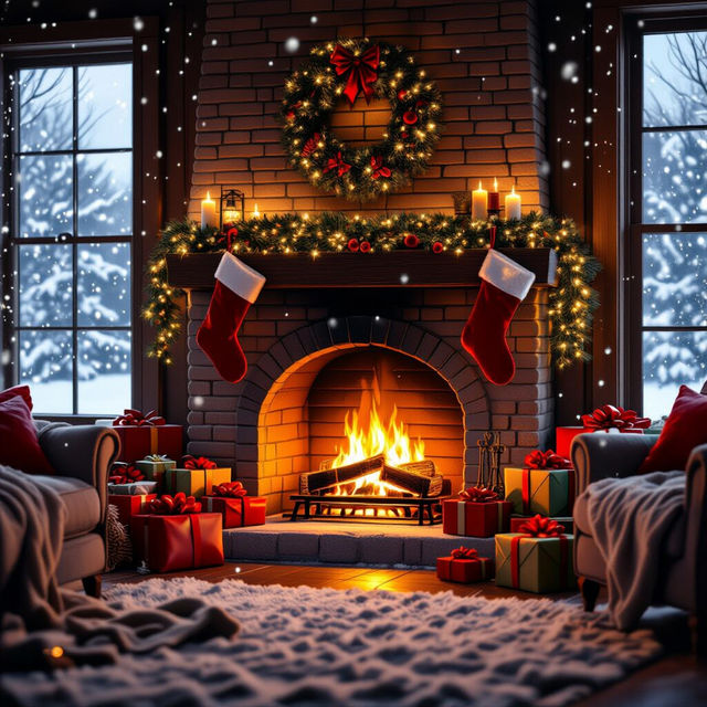 Christmas Fireplace Wallpapers - Made With AI gallery