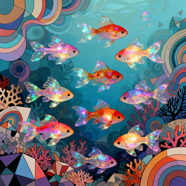 Colored Fish Drawings - AI Generated Art gallery