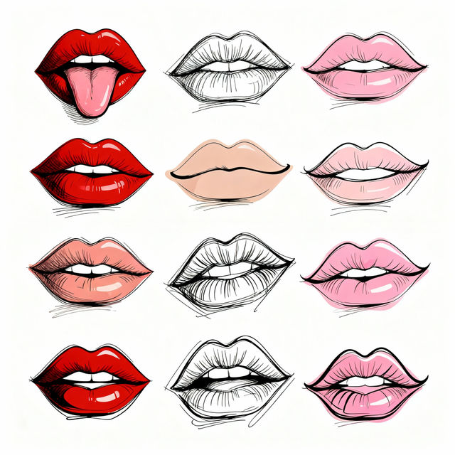 Easy Lip Drawings gallery