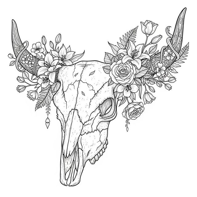 Explore AI-Generated Cow Skull Drawings gallery