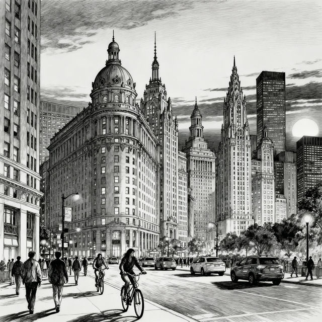 City Landscape Drawings - AI Generated Art gallery
