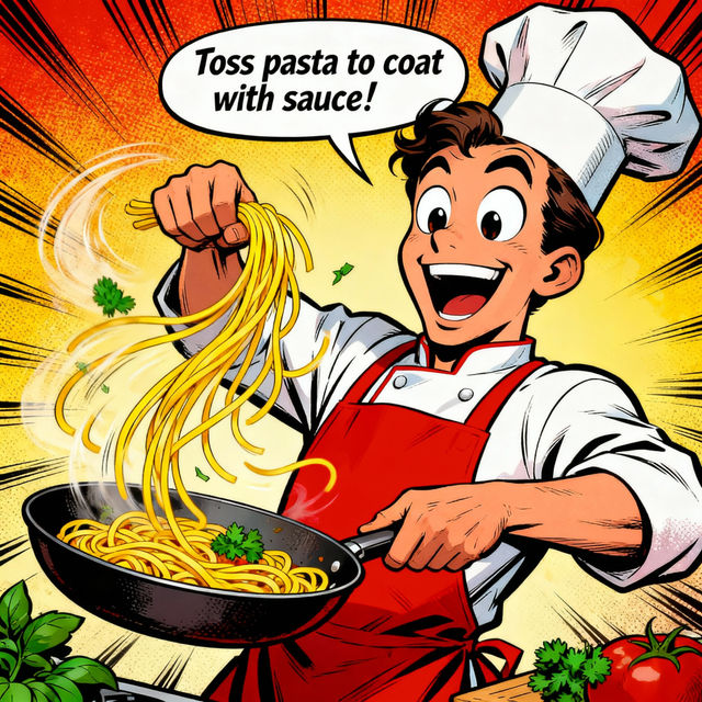 Comic Book Style Pasta Cooking Tutorial Images gallery