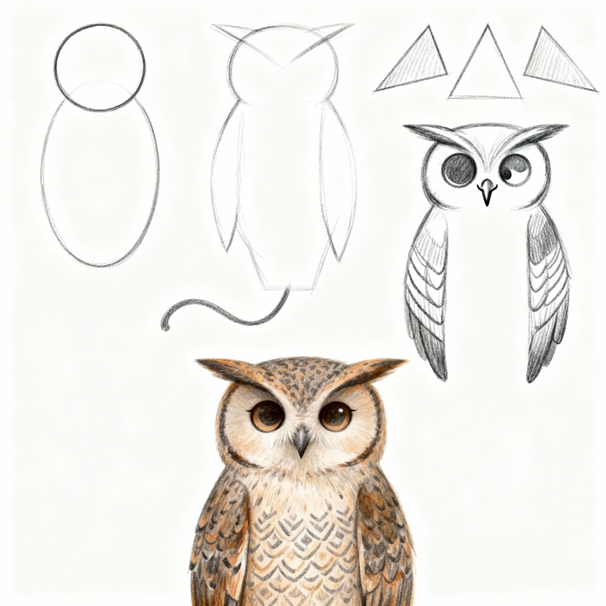 Owl Drawing Step By Step - Easy AI Tutorial