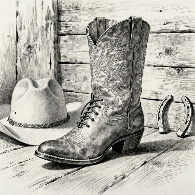 Drawing Cowboy Boot Art gallery