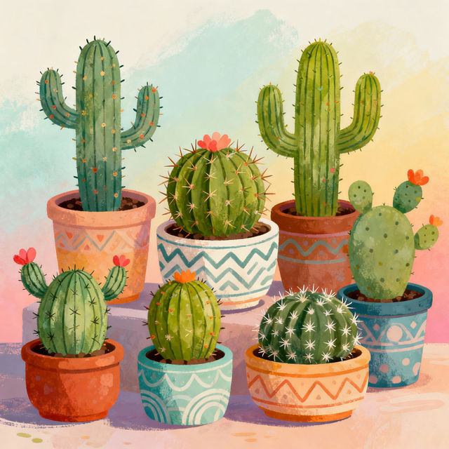 Cacti Drawings - AI Generated Art gallery