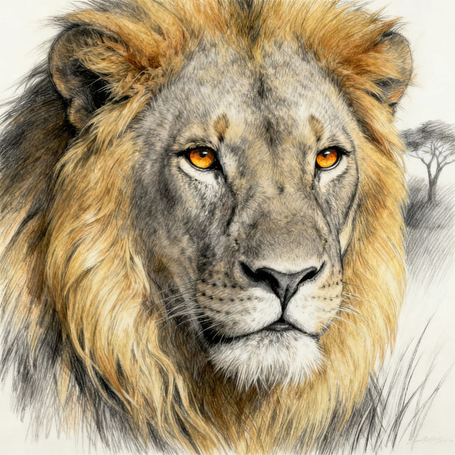 Lion Face Drawing - AI Generated Art gallery