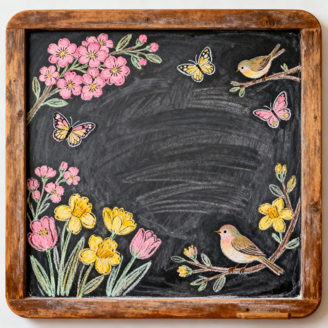 Spring Chalkboard Art - Created with AI gallery