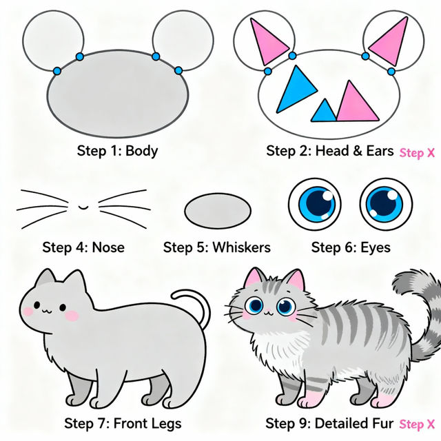 Step By Step Cat Drawing gallery