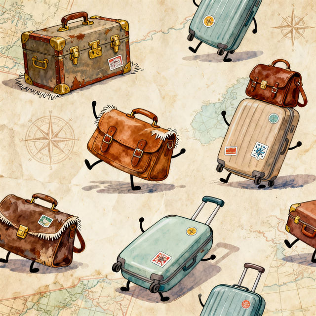 Luggage Drawing - AI Generated Art gallery