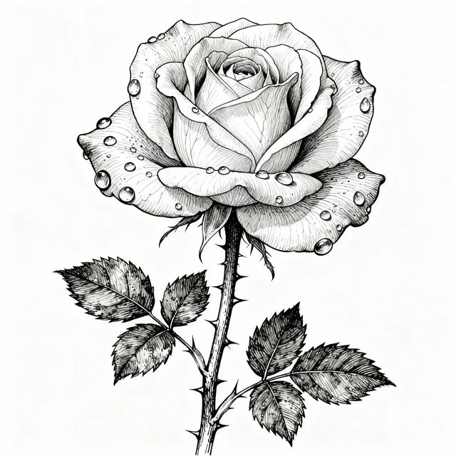 Rose Drawing Black And White gallery