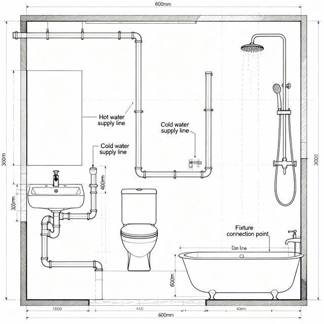 Bathroom Plumbing Layout Drawing PDF gallery