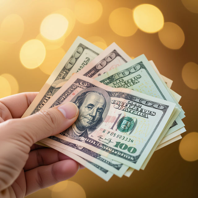 Picture Of Money In Hand - AI Generated gallery