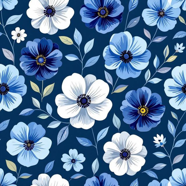 Blue Preppy Flower Wallpaper gallery