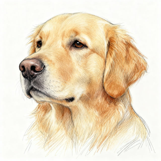 Golden Retriever Sketch Art - AI Generated gallery