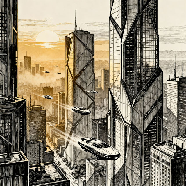 Drawing Of City - AI Generated gallery