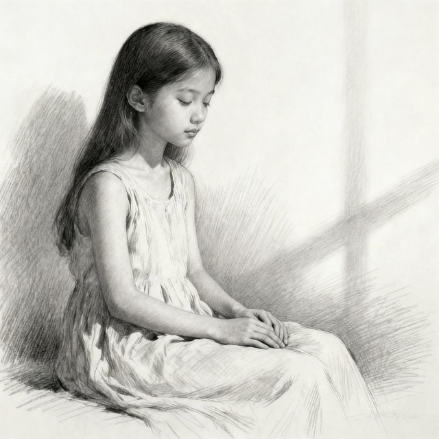 Girl Sitting Drawings - Made With AI gallery