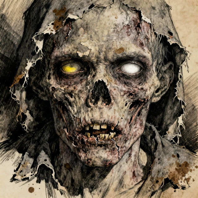 Zombie Face Drawing - AI Generated gallery