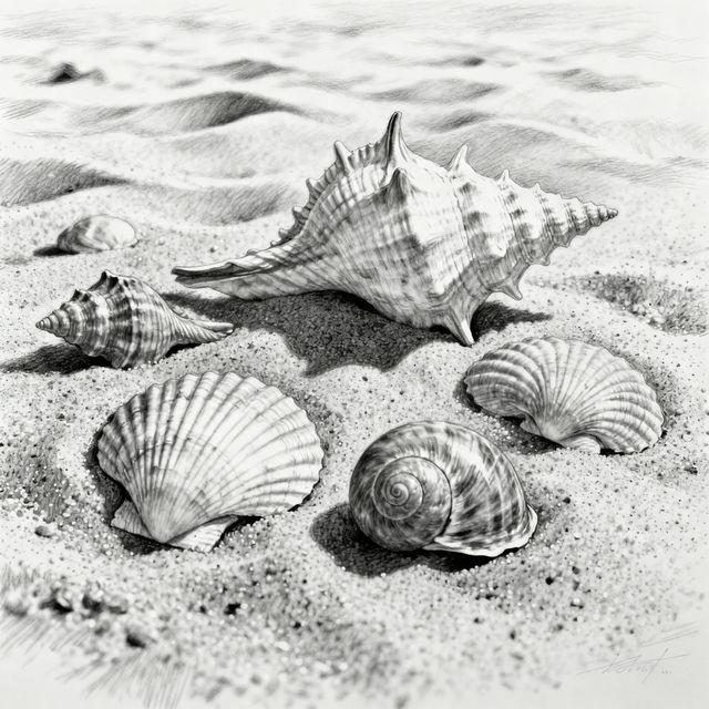 Shells Drawing - AI Art gallery