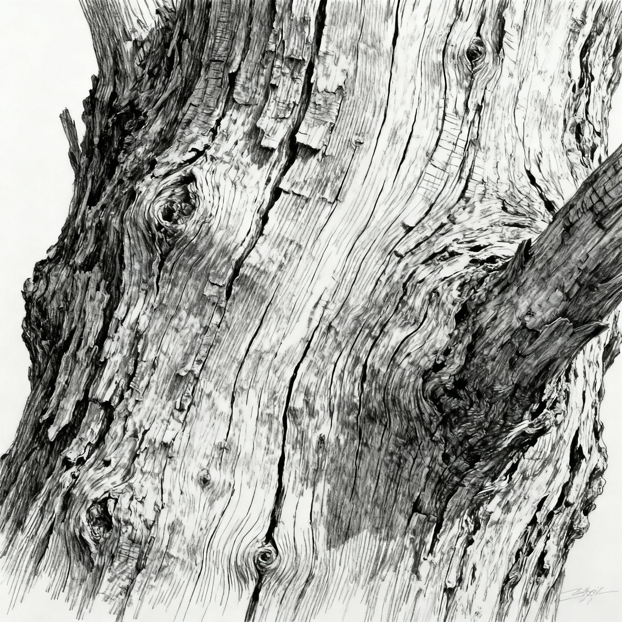 Tree Texture Drawing - AI Generated Art