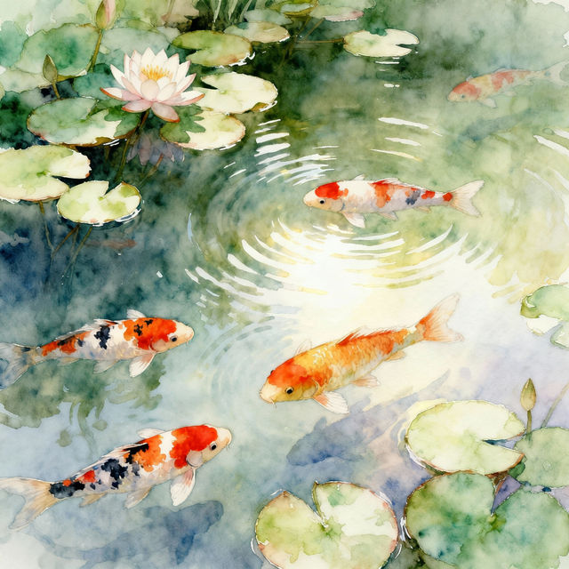 Koi Fish Pond Drawings gallery