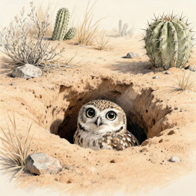 Burrowing Owl Drawings - AI Art gallery
